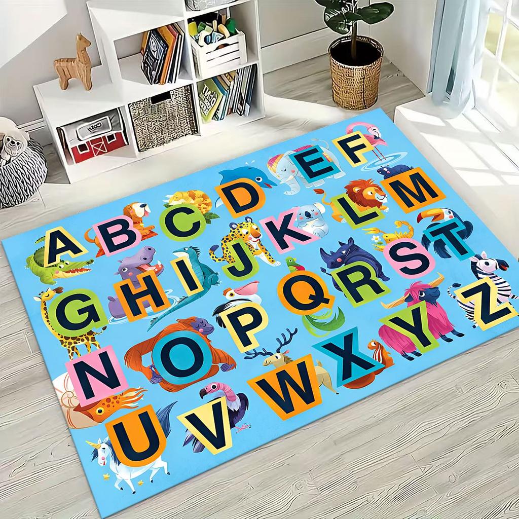 ABC Animal Alphabet Cartoon Early Educatio Children Crawling Playroom Rug for Bedroom Living Room Sofa Doormat Decor,Non-slip