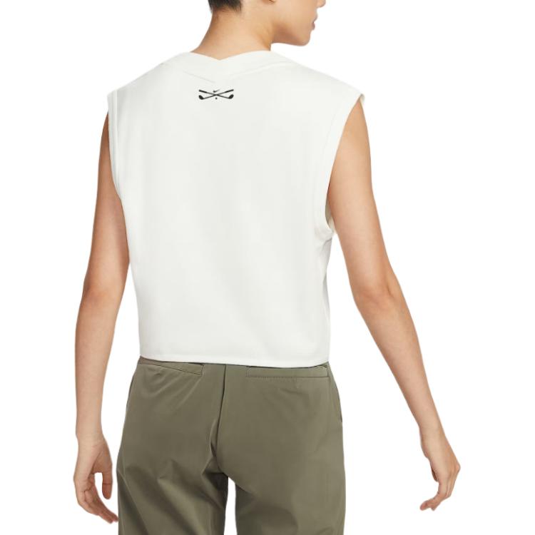 Nike Logo V-Neck Short Sleeve Knit Top Women Tops White IH0940-133