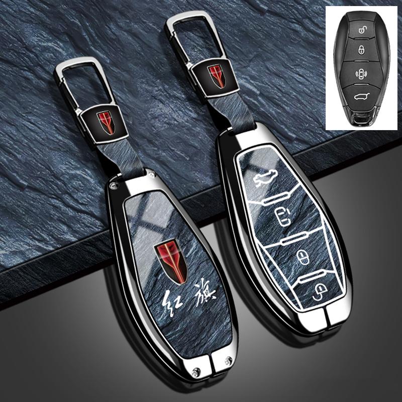 Neue Mode Auto Schlüsselhülle Abdeckung Für Hongqi Hs5 H5 H9 Hs7 H7 L5 Hs3 L9 Zinklegierung Tpu Steinmuster Schutz Schlüsselanhänger Zubehör black