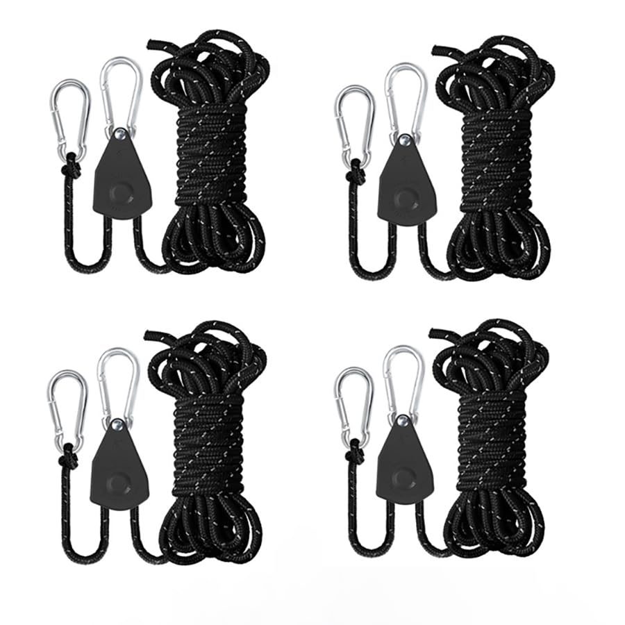 Guy Rope, Tent Rope, Tarp Rope, Set of 4, Adjustable,