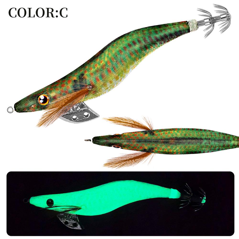 FSDZSO Luminous Squid Lure Size 3.5/3.0/2.5 with Lead Head for Fast Current and Deep Water.