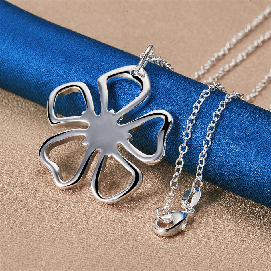 925 Sterling Silver 16-30 Inch Women's Exquisite Flower Pendant Necklace, Fashionable Jewelry Accessories, Wedding Gifts