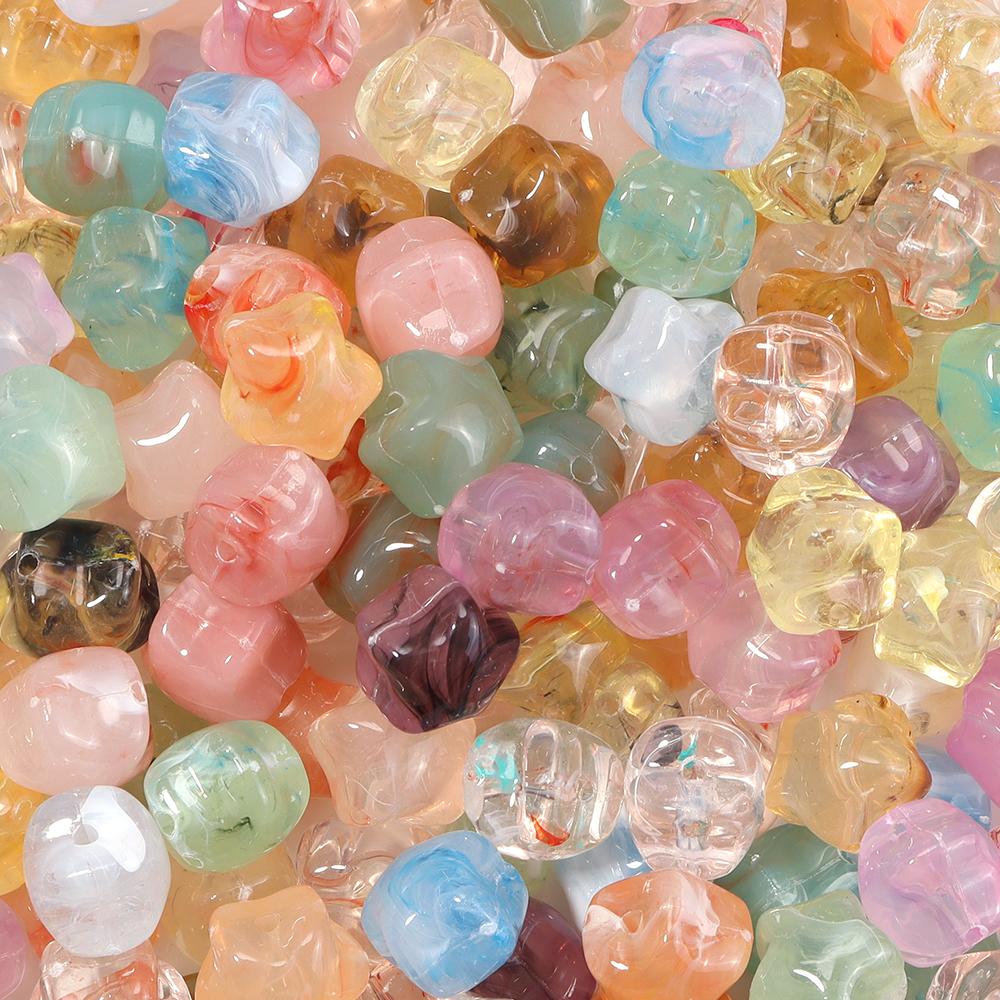 30pcs Acrylic Star Beads Colorful Chubby Five-pointed Star Loose Beads For Jewelry Making DIY Bracelets Earrings Accessories