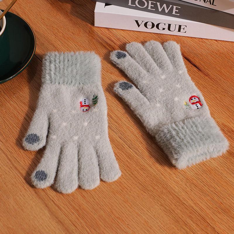 Winter Female Ins Cute Velvet Cold-proof Soft Girl Cycling Five-finger Cycling Season