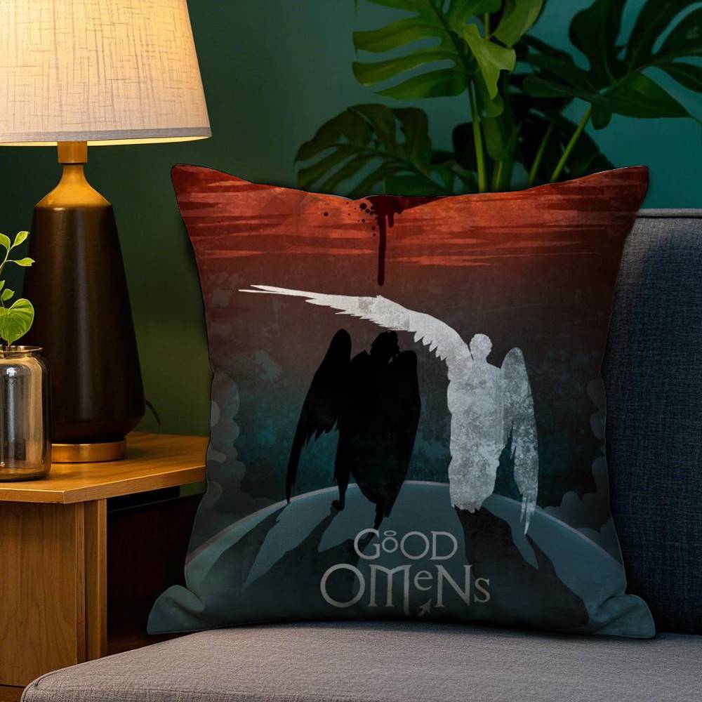 Tv G-Good Omens Pillow Case Sofa Living Room Bedroom Double-Sided Printing Square Cushion Nap Time Pillow Case