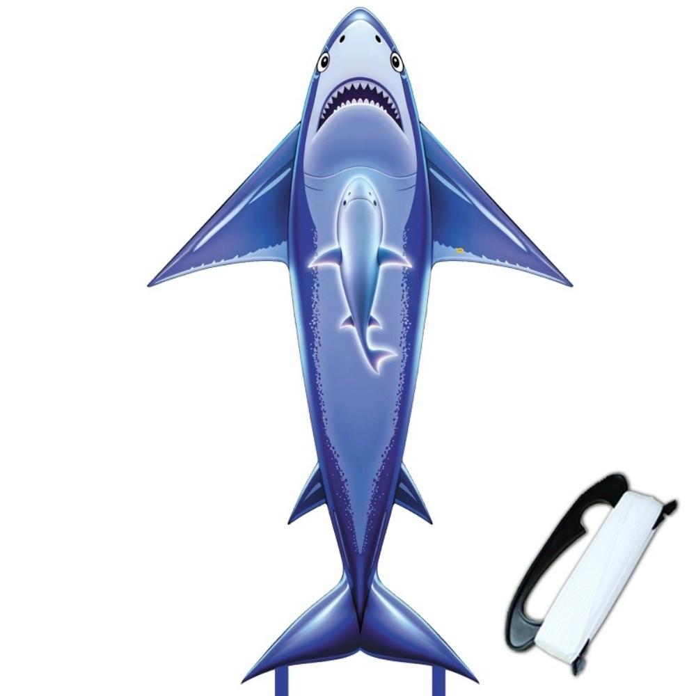 New Easy To Fly Blue Shark Kite Large Good Flying Children s Kite Long Tail Cartoon Flying Kite Toy Outdoor Sports синий