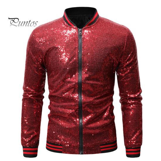 

Мужская куртка с блестками и воротником-стойкой, блестящие длинные рукава, облегающий кардиган на молнии, средней длины, сценическое шоу, танцевальное выступление M вино красного