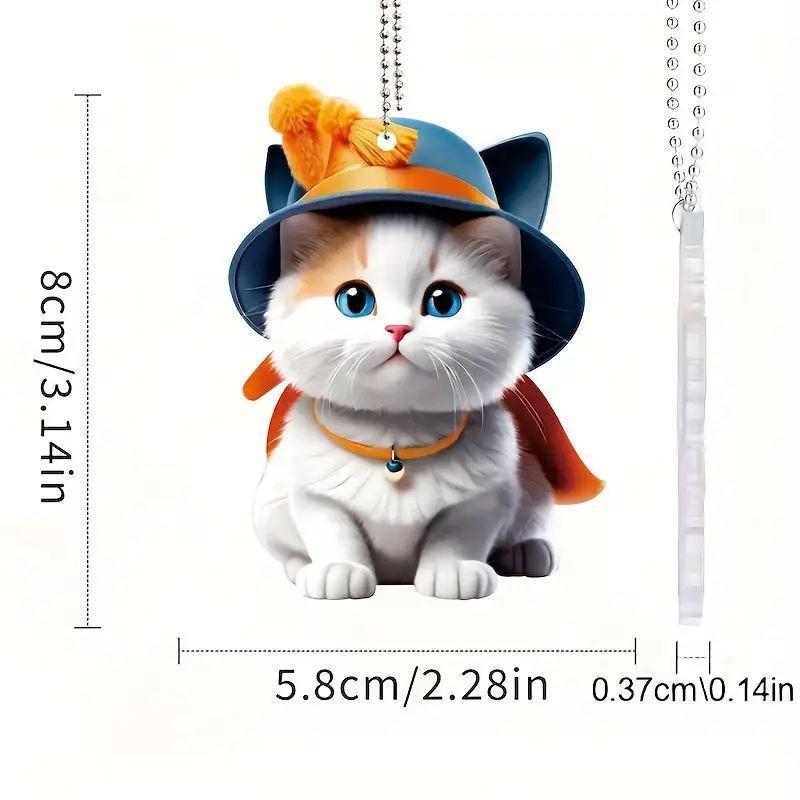 Cartoon Fun Acrylic Cat Pendant For Unique Vehicle Interior Decoration Style Trendy