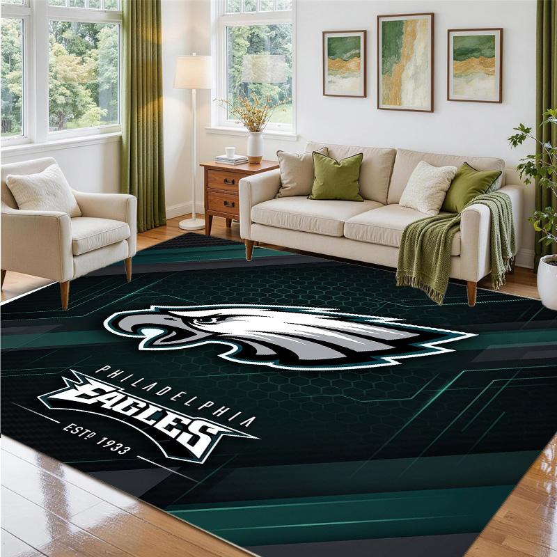 Philadelphia Eagles Design Crystal Velvet Rug Soft Decorative Mat for Bedroom Entrance