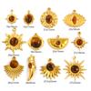 2 Stück 304 Edelstahl & Brauner Tigerauge Stein Anhänger 18K Gold Plated Sonne Stern Elfenbein Form Charms Für DIY Halskettenherstellung