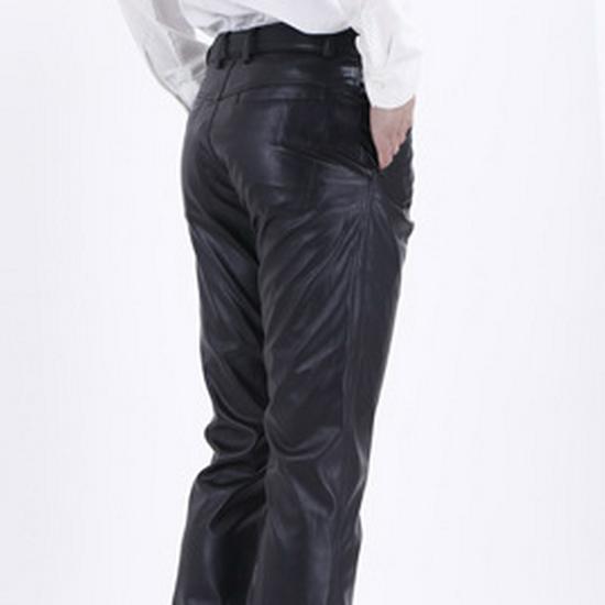 Men's Summer Stretchy PU Leather Pants: Waterproof, Oil-Resistant, Dirt-Resistant, Loose-Fit, Lightweight, Work Safety Casual Pants.