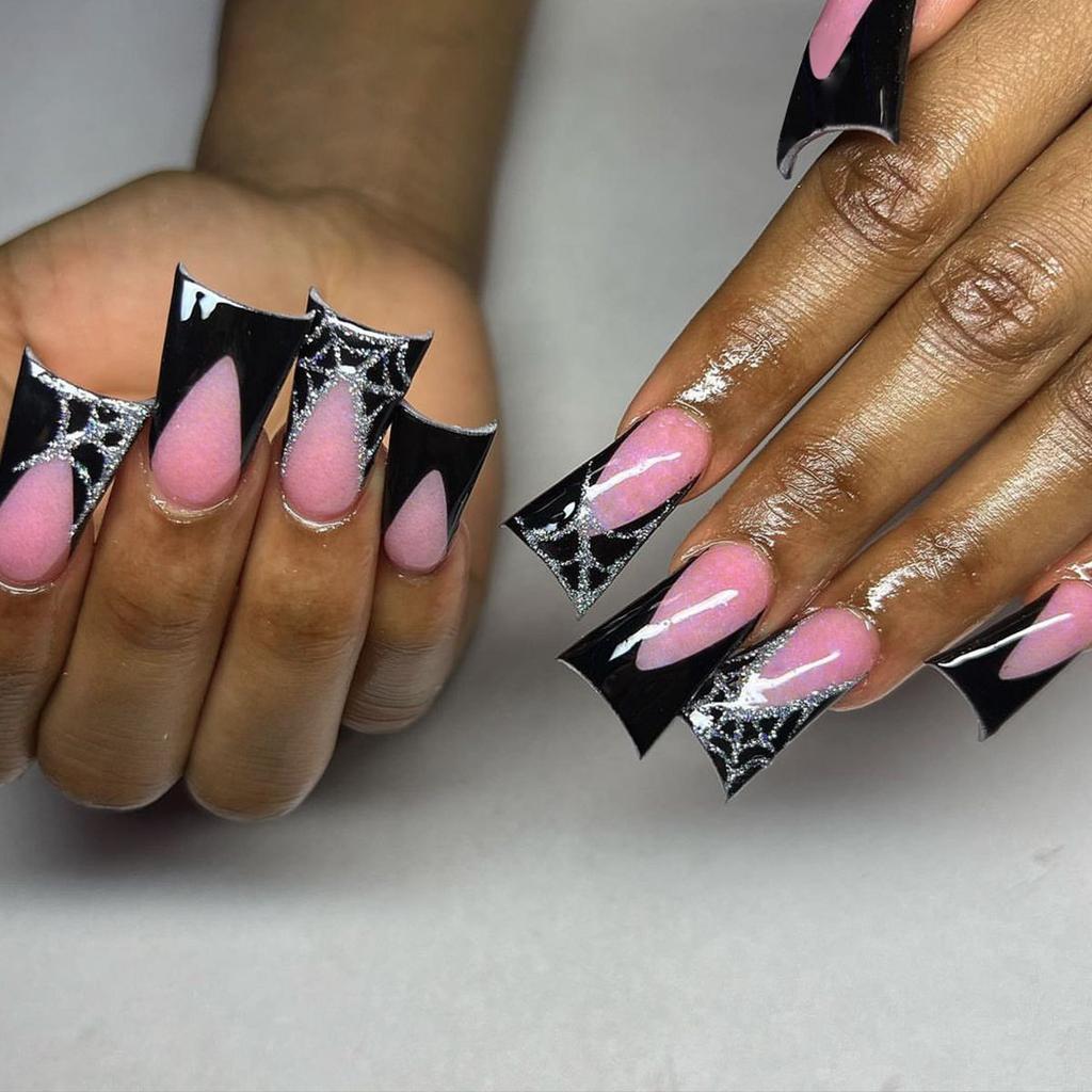 24 Stück Entenschnabel-förmige Falsche Nägel Gold Schmetterling Strass-Design Falsche Nagelspitzen Tragbare Vollabdeckung French Press-on Nägel