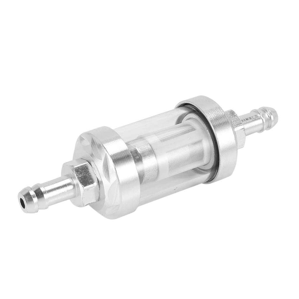 Swagell Chrome Glass Fuel Gasoline Crude Engine Inline Filter 5/16" 8mm Silver Motorcycle