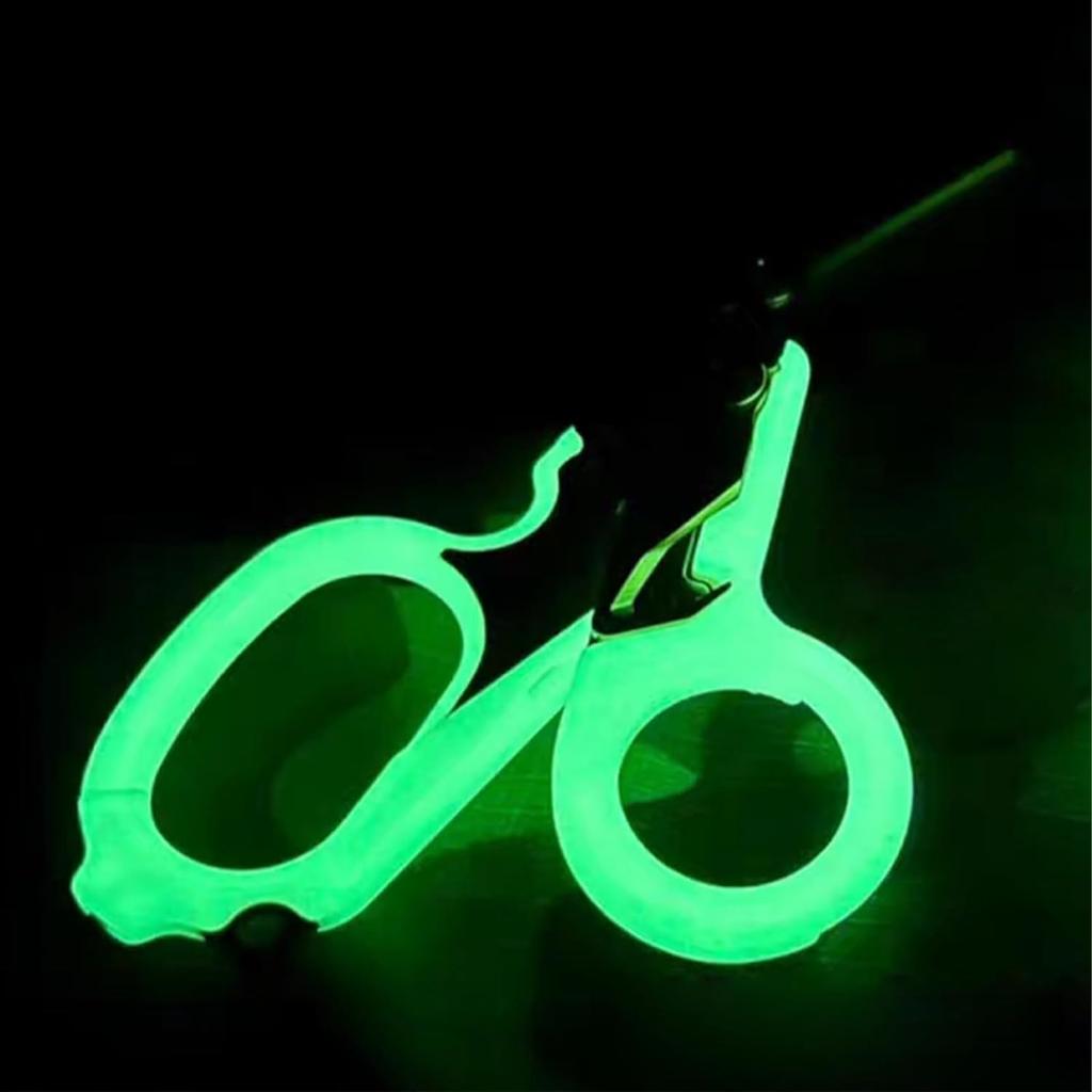 Emergency Response Shears,Stainless Steel Multifunction Self-Luminous Foldable Trauma shear with 1 Black Holster for Outdoor Camping Tools