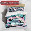 3pcs Duvet Cover Set (1*Duvet Cover + 2*Pillowcase, Without Core), Custom Name Hatsune Miku Pattern Bedding Set, Home Bedroom Decor Gift