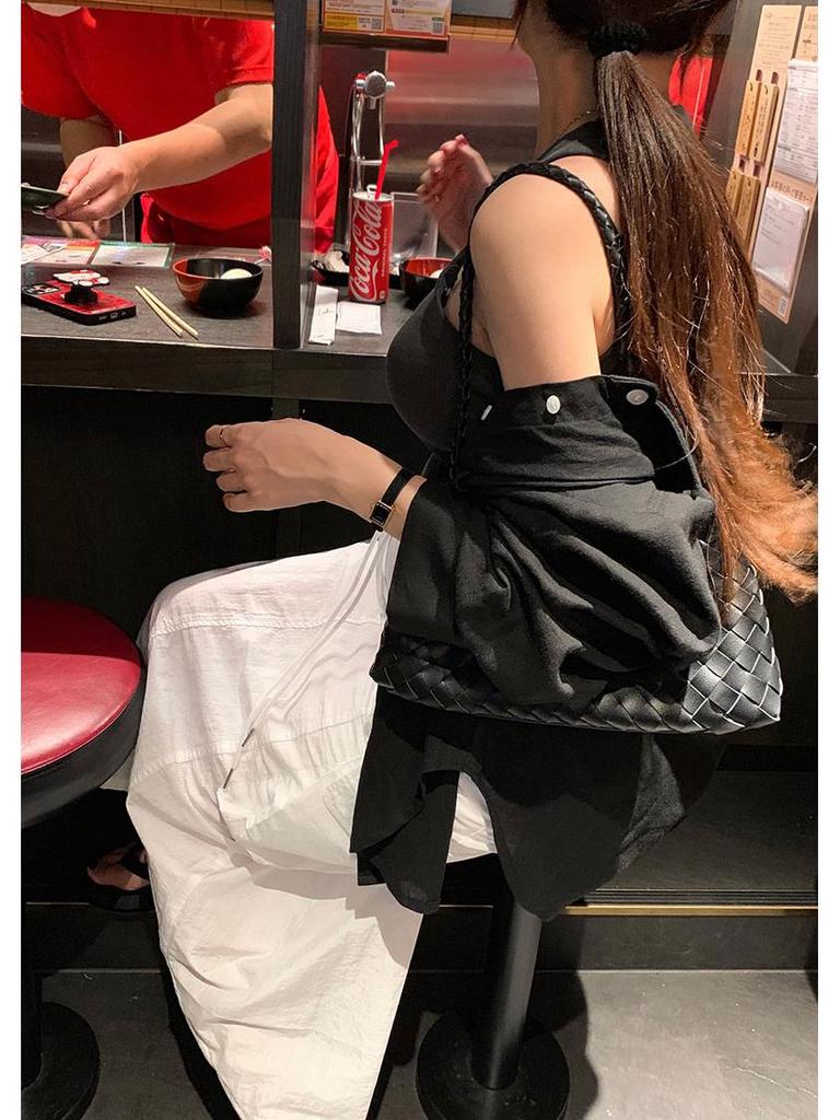 Korean Chic 2026 Spring/Autumn Casual Back Slit Double Pocket Midi Skirt for Women