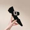 French rhinestone square buckle leather Mary Jane single shoes women's spring new models are beautiful square head small heels ladyshoes