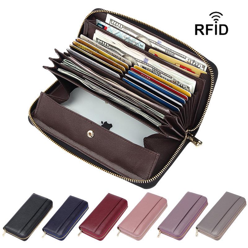 Japanese RFID Anti-Skimming Accordion Wallet: Large Capacity Genuine Leather Card Holder & Coin Purse