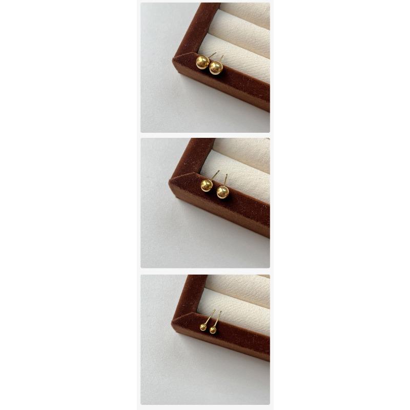 Minimalist 18k Gold Small Bean Round Titanium Steel Stud Earrings For Women