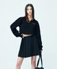 ATTENTIONROW FOR WOMEN Front Logo Sporty Crop Half Zip (Black)