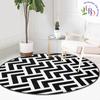 Eleganza Monocromatica Tappeto Nero e Bianco Geometrico Cerchio Tappeto Antiscivolo Rotondo Tappetino per Casa Multiuso Tappetino da Pavimento