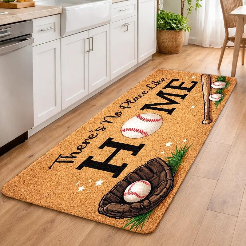 Baseball Theme Doormat Entrance Mat Sport Fan Decor Rug for Front Door Utility Indoor Outdoor Utility Mat 40x60cm