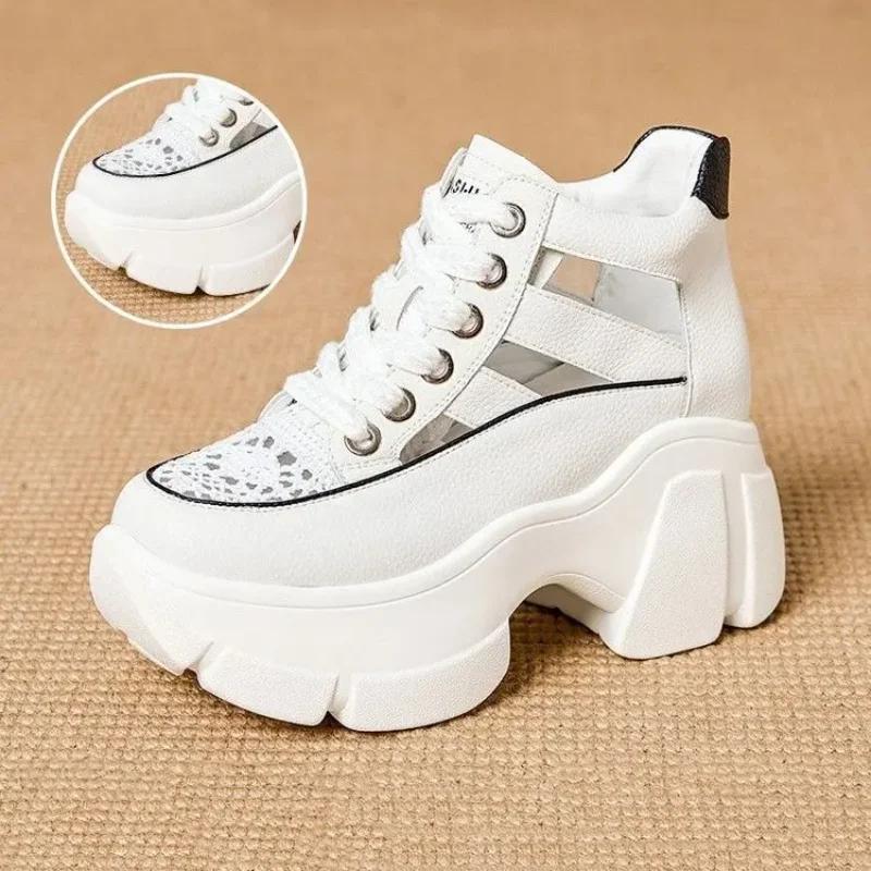 Fashion Hollow Summer Sandals Wedge Heels Leather Sneakers Women High Platform Beach Gothic Punk Casual Breathable Walking Slippers