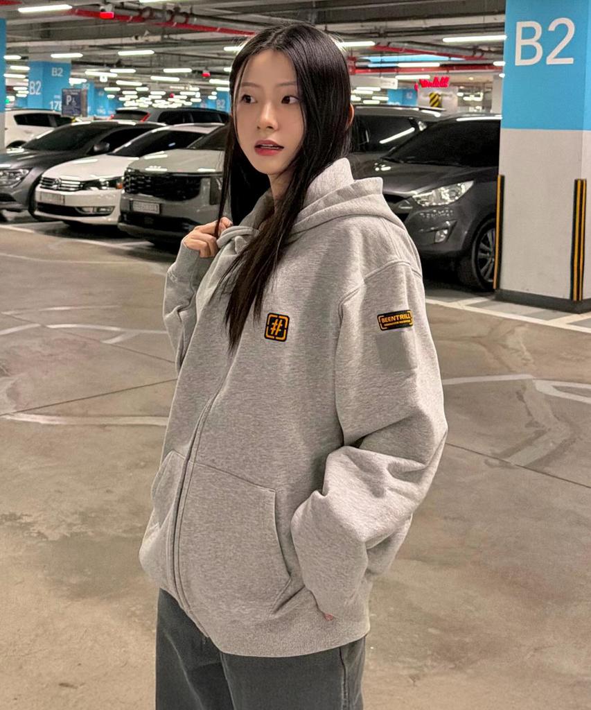 Beentrill Hashtag Work Zip-Up Hoodie (Melange Gray)