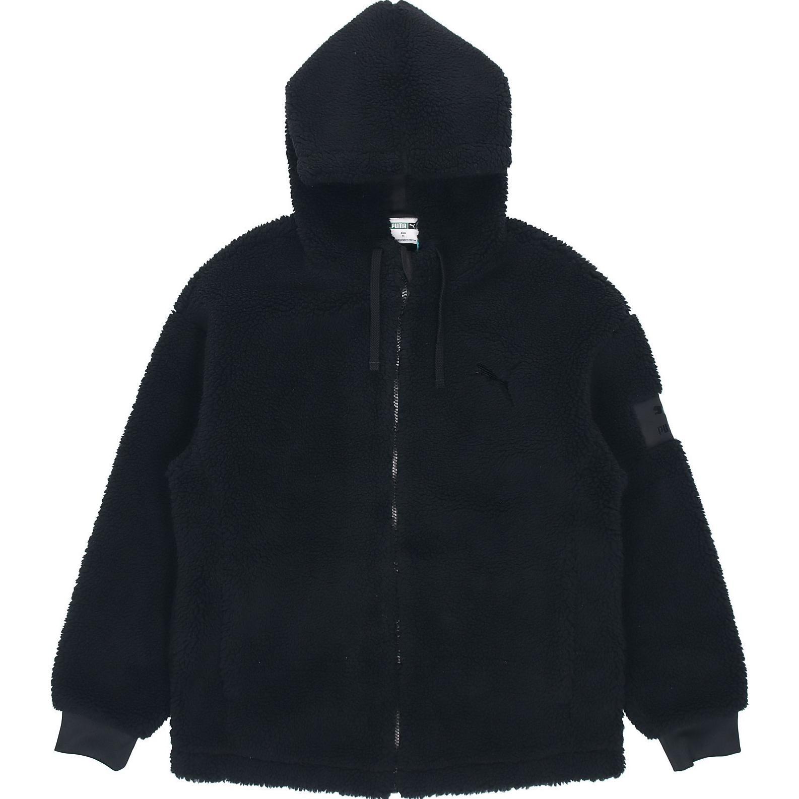 PUMA lamb s wool hooded Stay Warm Windproof logo Jacket Black Men s 535066-01 XL