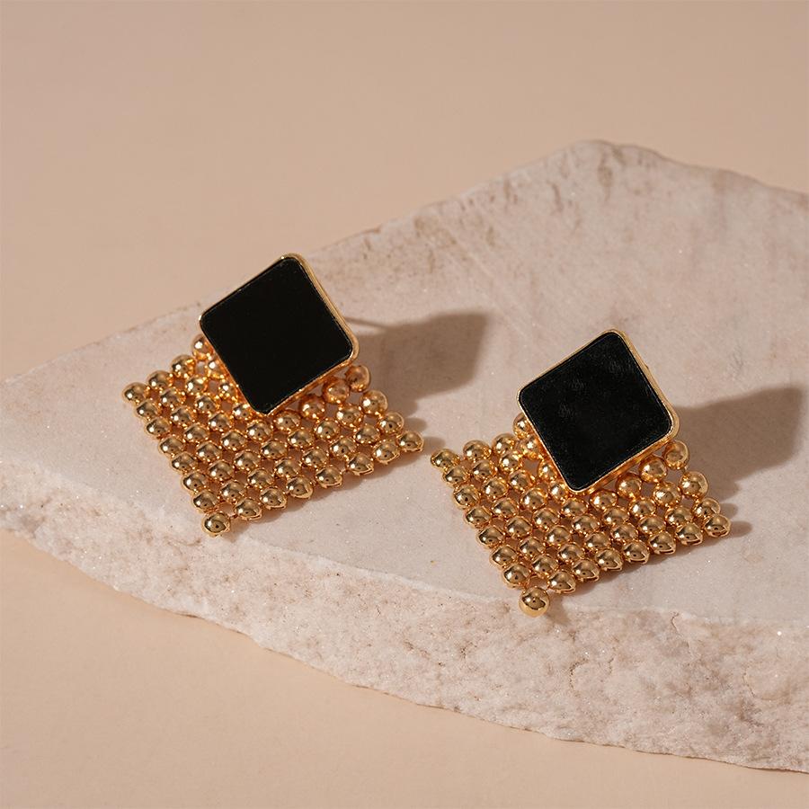 Серьги-гвоздики с ромбовидной оплеткой из металла для тяжелой промышленности, серебристые. Ретро, простые геометрические серьги.