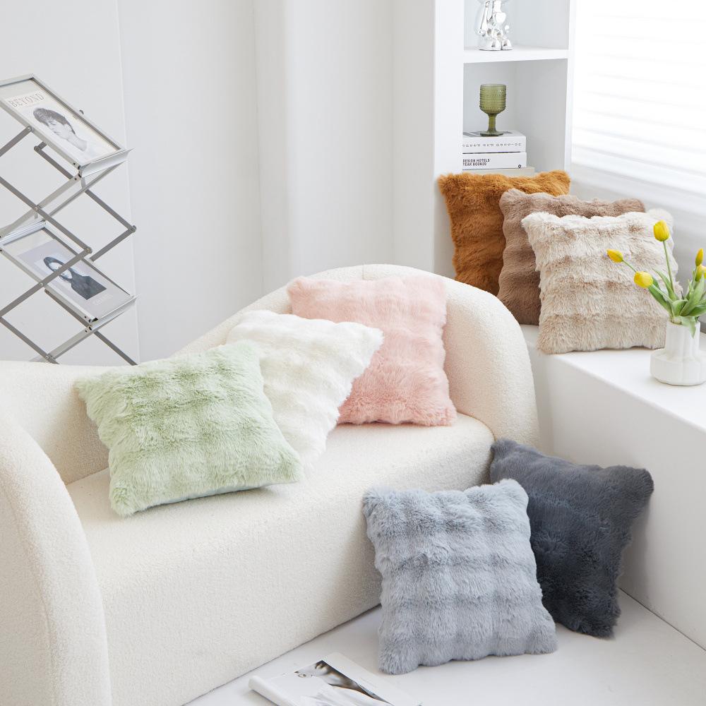 Business Gifts Souvenir PV Bubble Velvet Bedside Soft Bag Backrest Plush Square Cushion Leather Pillow