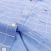 Men's Oxford Long Sleeve Square Collar Soild Plaid Striped Summer Casual Shirts Single Pocket  Shirt