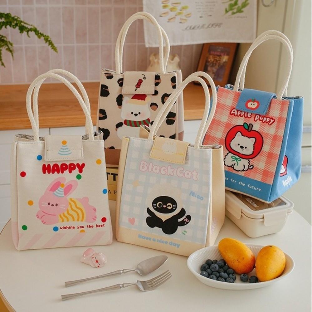 Kawaii Cartoon Prints Thermal Lunch Bag Thickened Large Capacity Food Storage Bag Portable Lunch Box