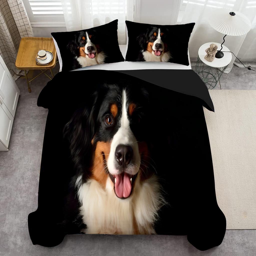 Bernie Mountain Dog 3D Printed Duvet Cover Cute Animal Style Bedding Set Home Polyester Soft Comfortable Quilt Cover Pillowcases