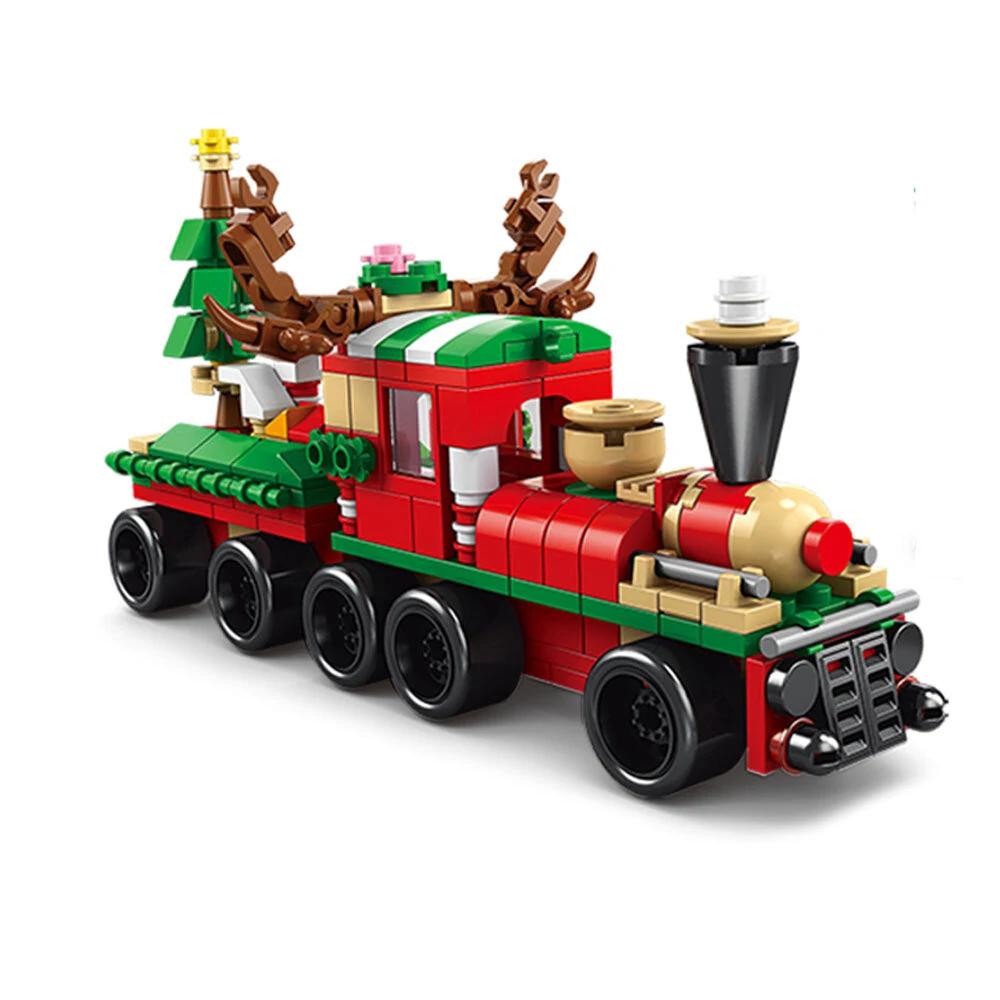 6 In 1 Christmas Train Model Building Blocks Bricks Sets Classic Dolls Kids Toys Gift
