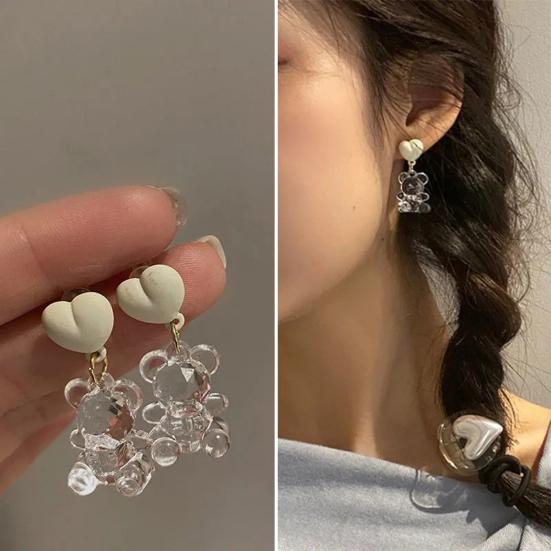 1 Pair Women Earrings Flower Faux Pearls Jewelry Vintage Bow-knot Stud Earrings Jewelry Gifts