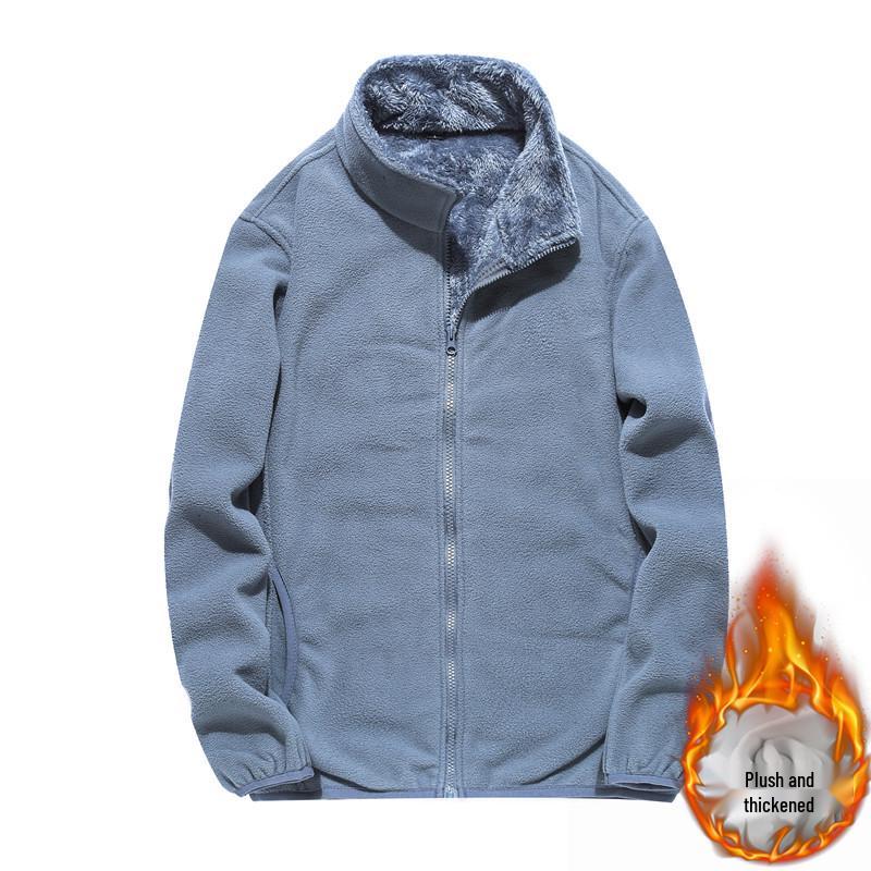 Men's Fleece Sherpa Hoodie Jacket - Double-sided, Thickened, Windproof for Autumn and Winter