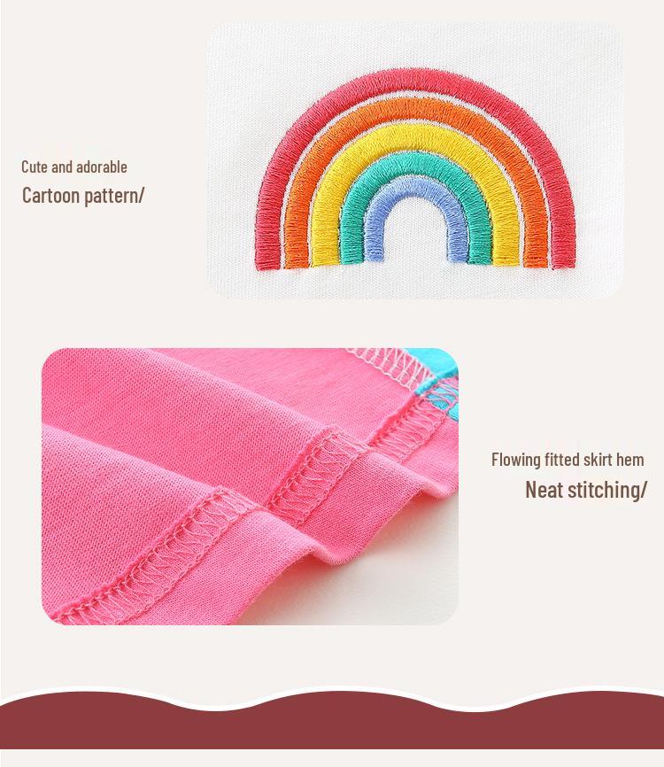 European-Style Rainbow Print Toddler Princess Summer Dresses