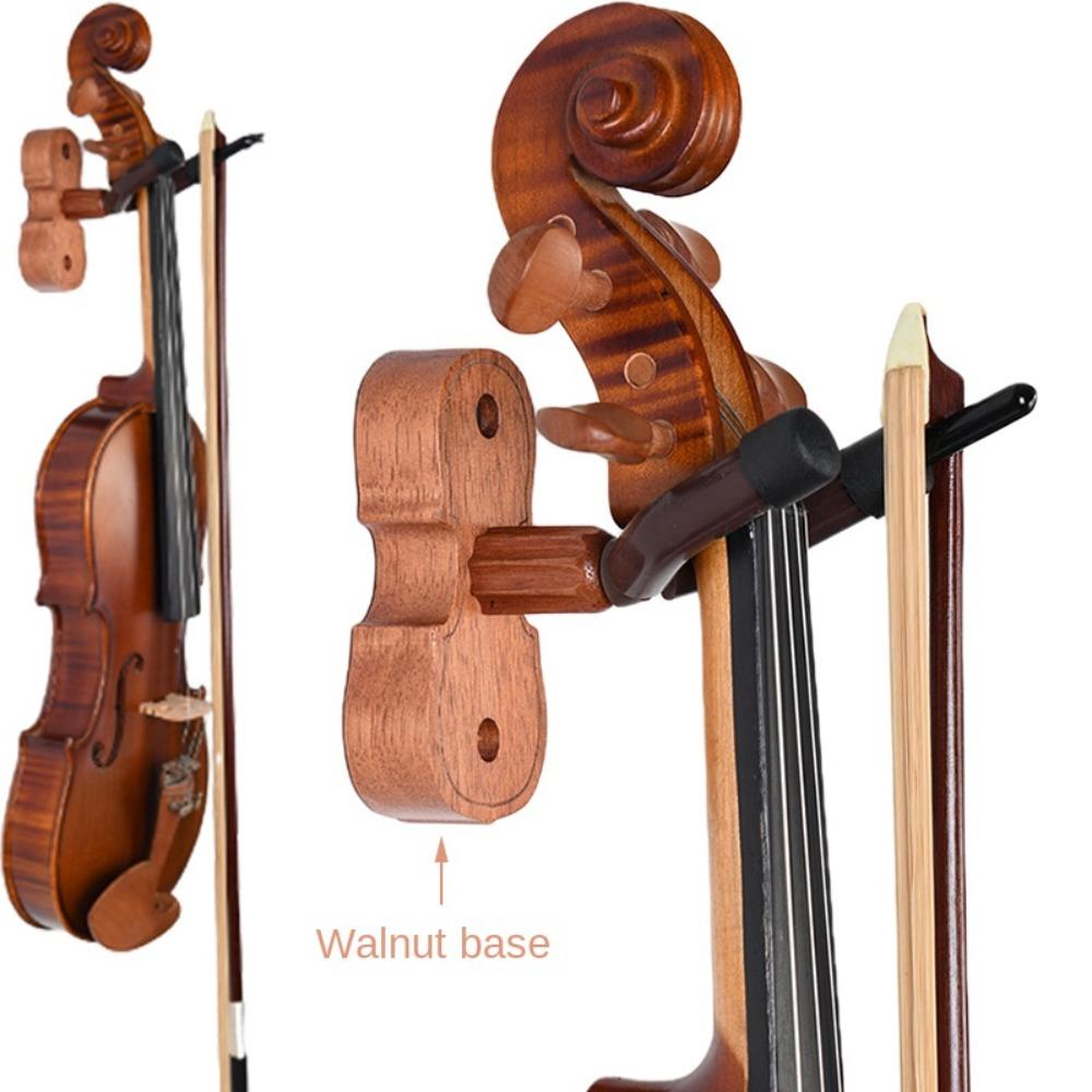 Hardwood Violin Hanger Hook Wood Base Violin Holder with Bows Hook  Violin Holder