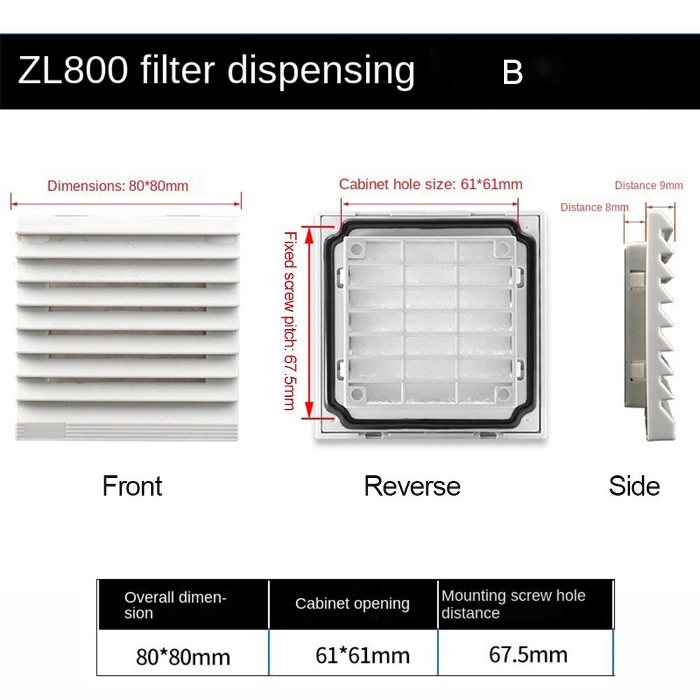 

ABS Cabinet Ventilation Filter Without Fan Fan Filter Louvers Blower Exhaust 80X80mm B