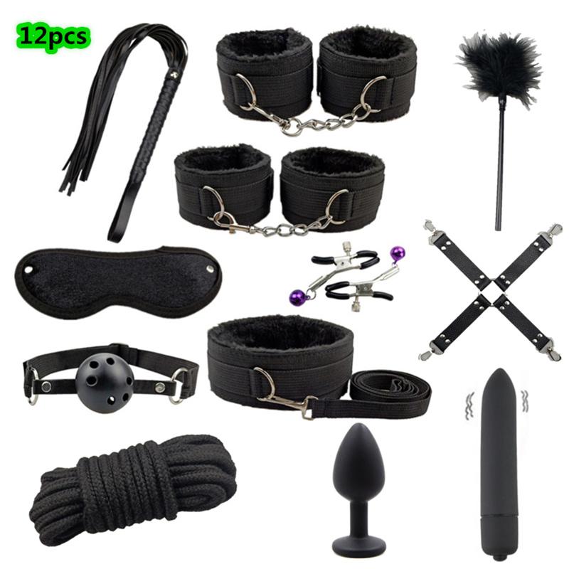 BDSM Kit Sex Toys For Men Erotic Handcuffs Whip Sextoy Anal Plug Vibrator Bdsm Sex Bondage Set Adult Toys Sm Products Sex