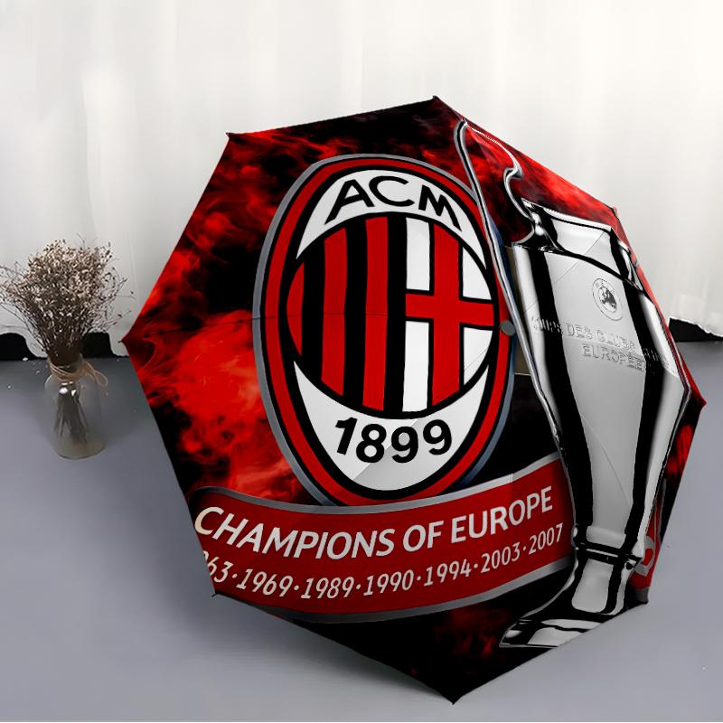 Printed Associazione Calcio Milan Printed Folding Umbrella,Outdoor,Leisure,And Travel Umbrella,Durable Umbrella Fabric,Birthday And Holiday Gift