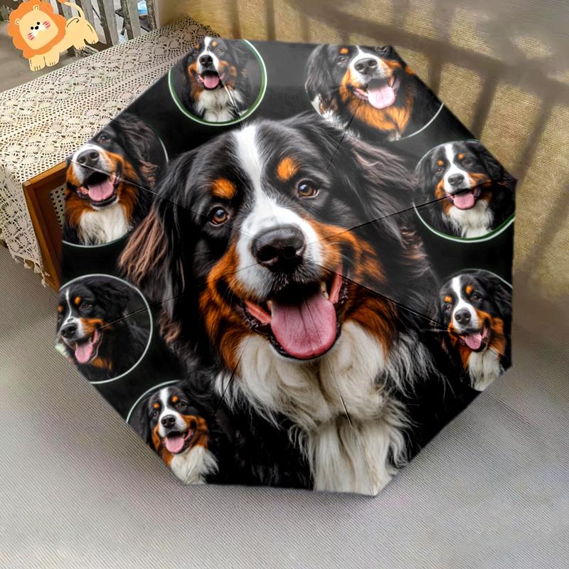 1 PC Automatic Folding Umbrella - Bernese Mountain Dog2 Pattern, Portable & Foldable Design with 8 Ribs, Christmas Birthday Gifts