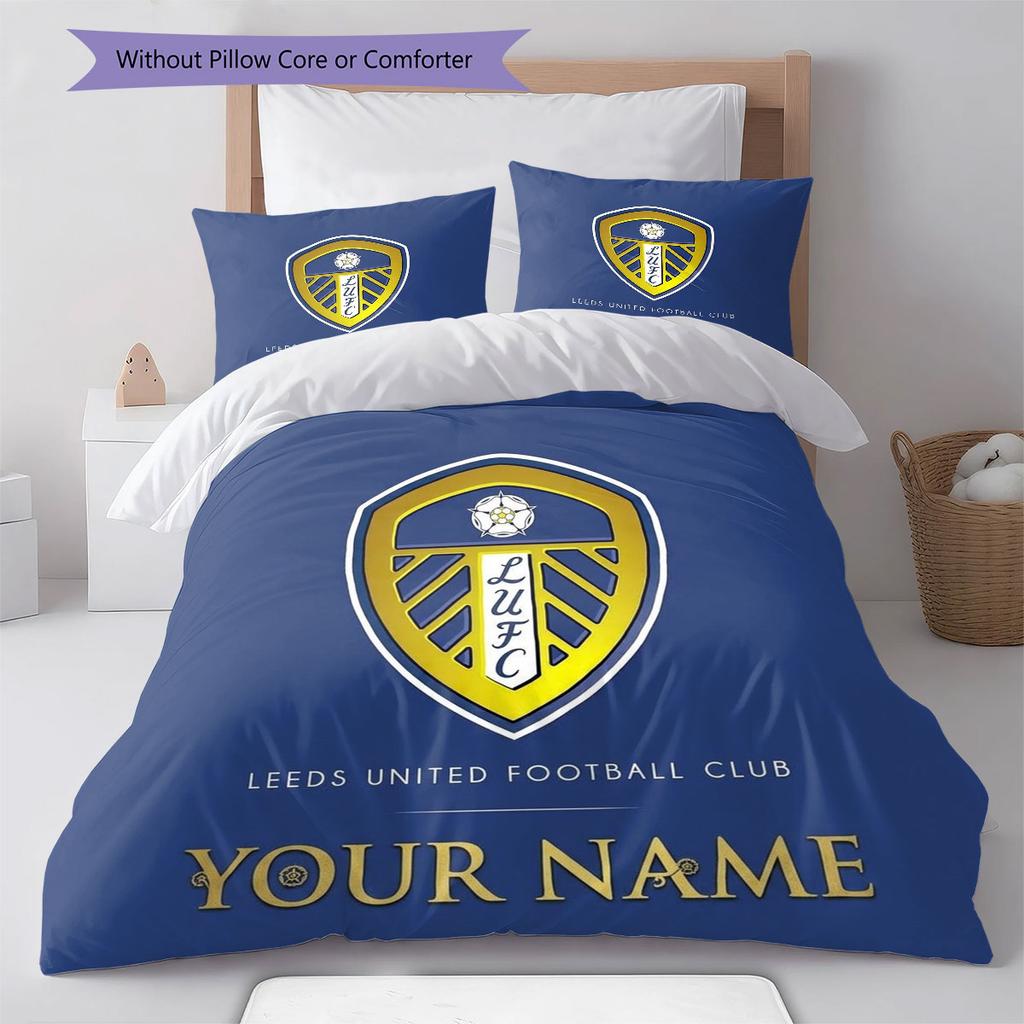 Leeds United Custom Name Pattern Bedding,Quilt Set Quilt Cover Pillowcase Home Birthday Gift(1 * duvet cover + 2 * pillowcase, without core)