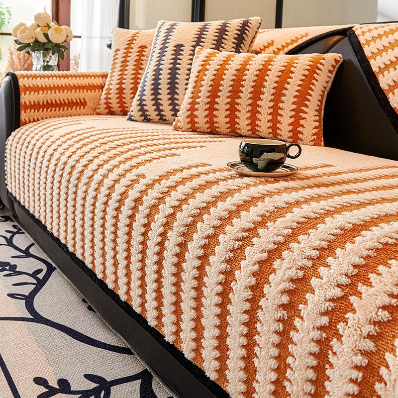 

Autumn And Winter Plush Sofa Cushion New Light Luxury High-End Seat Cushion Winter Fixed Non-Slip Sofa Cover Cover Cloth 70*70cm