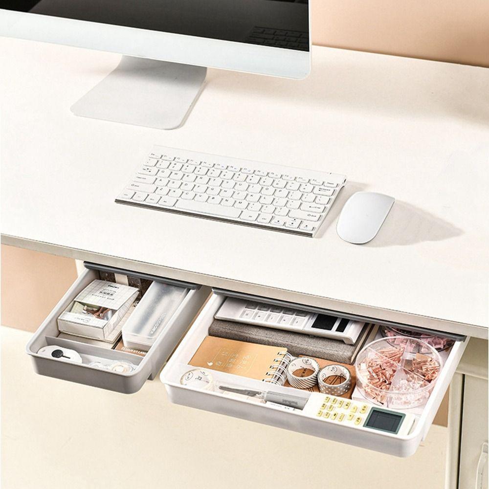 Plastic Under Desk Drawer Invisible Stationery Organizer Multifunctional Hidden Storage Box School