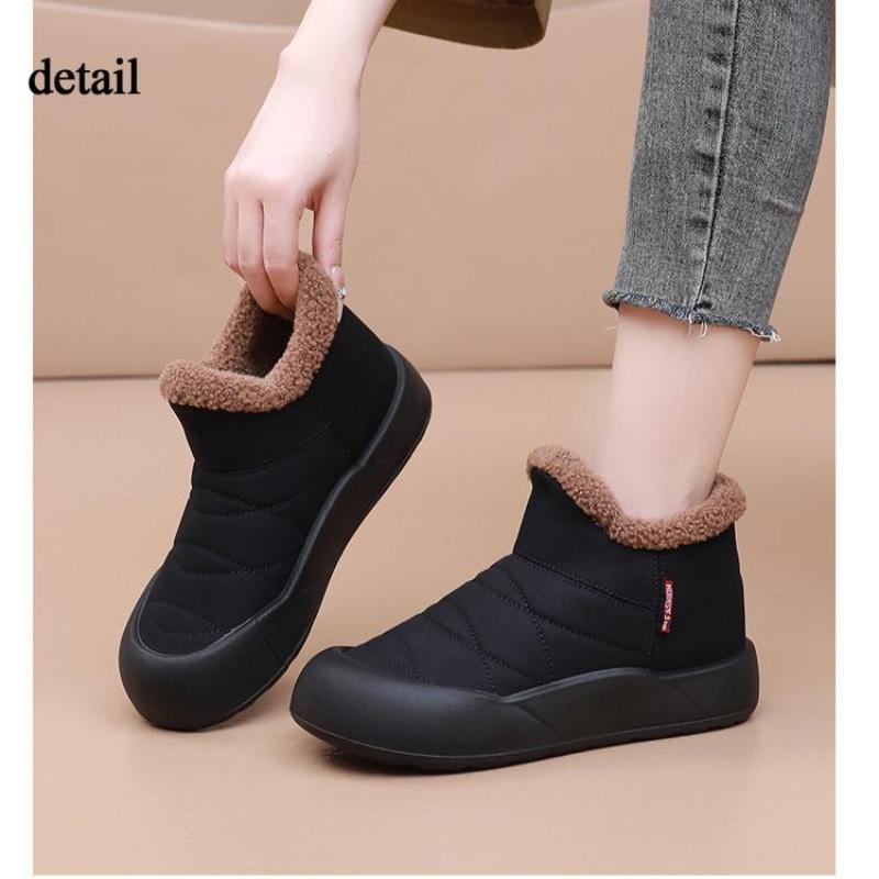 Ladies Winter Platform Snow Boots Anti Slip Warm Faux Fur Lining Ankle Booties Casual PU Leather Comfortable Fuzzy Walking Short Boots