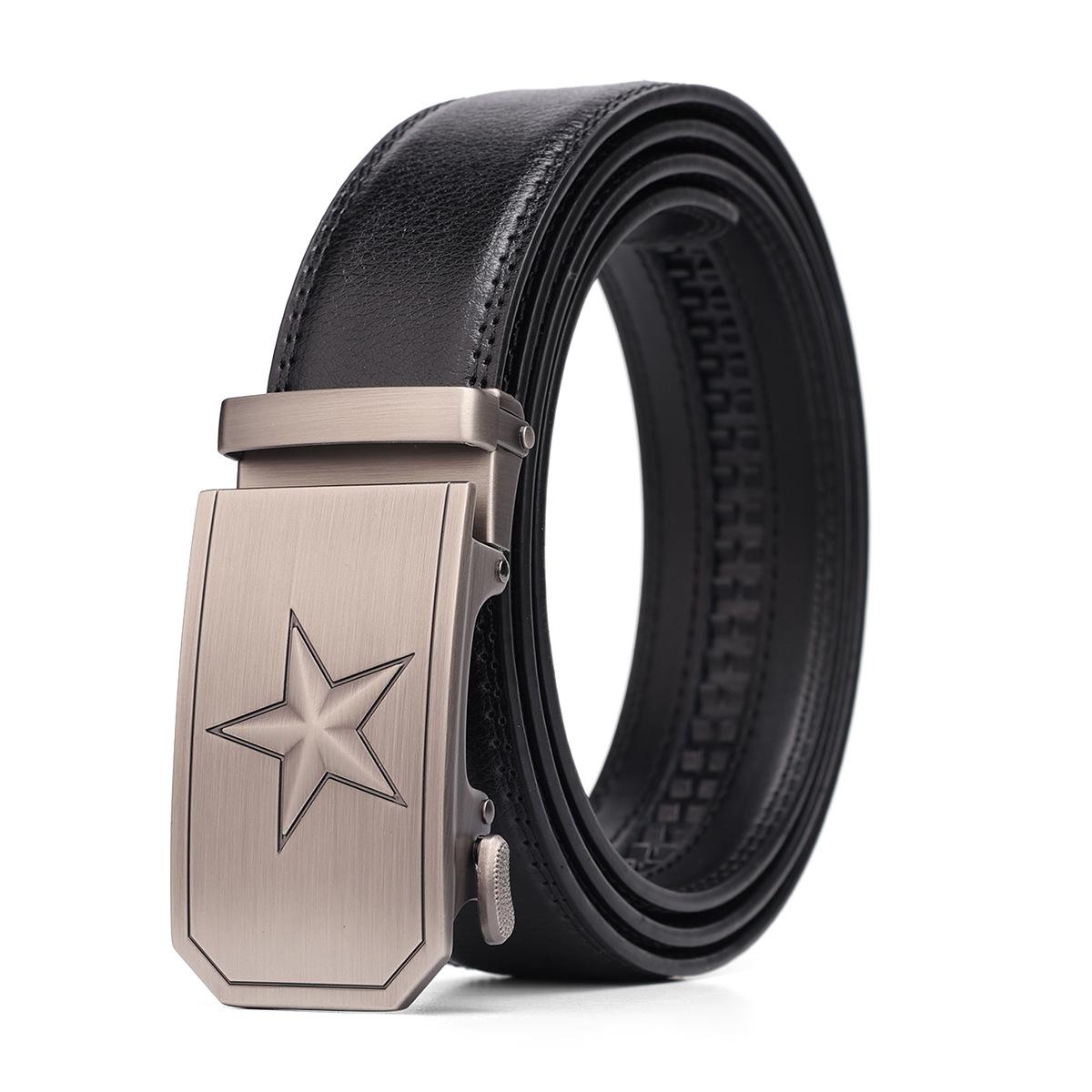 

Men s Genuine Leather Cowhide Belt with Automatic Buckle - Versatile Casual and Business Waistband. 110 cm