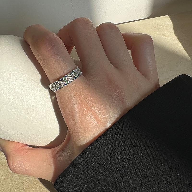Retro Style Angel Eye Zirconia Adjustable Ring for Women - Trendy and Elegant Index Finger Accessory Open Adjustable