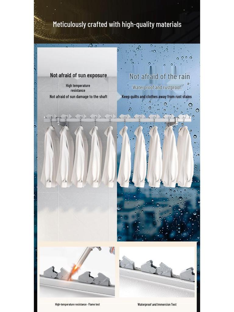 Wall-Mounted Retractable Clothes Drying Rack for Balcony & Home Use